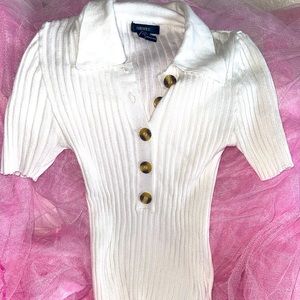 (Cream - white Cute Blouse